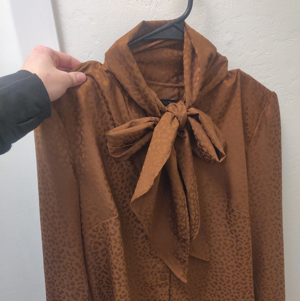 Brown leopard print blouse